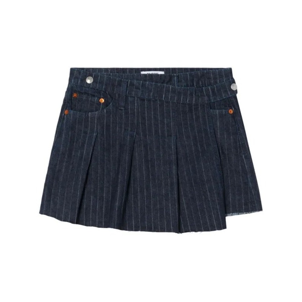 NWT RE/DONE Indigo Pinstripe Denim Tennis Wrap Skirt – Size 24 (runs larger)